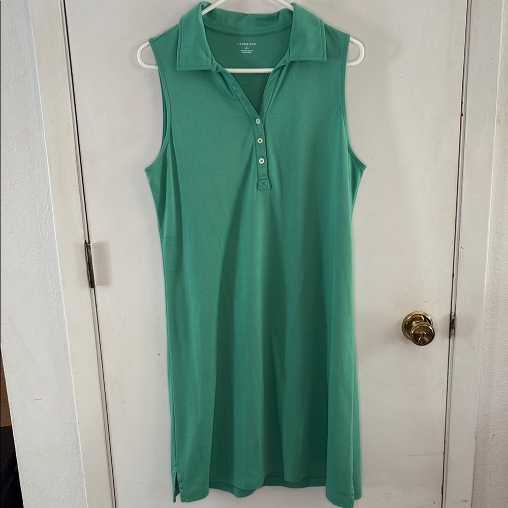 Land's End green sleeveless Pima cotton dress Size Large